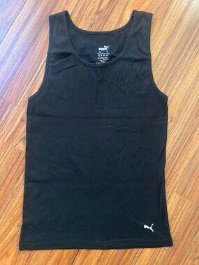 Puma Black Ribbed Tank Top XL
